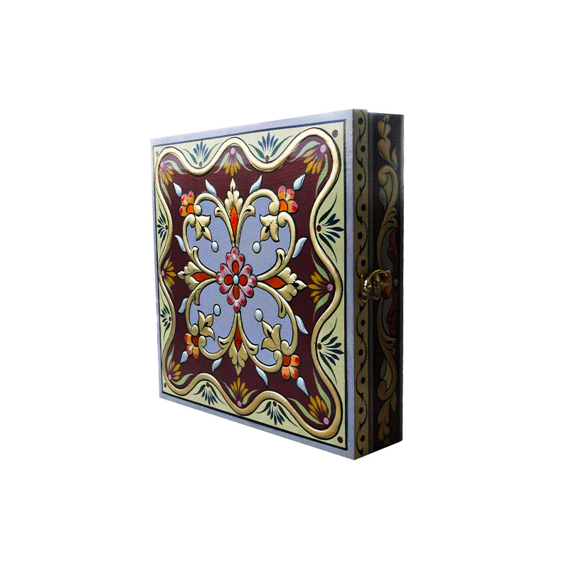 Wooden Ajami box- Square Ajami Box- Floral Design- HM1528