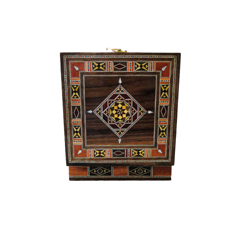 Wooden Mosaic box - handmade- Square - Mosaic Geometric Pattern - HM1548