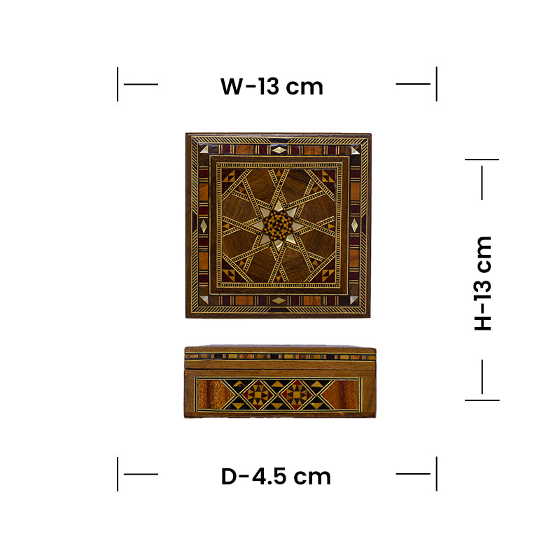 Wooden Mosaic box- Square Mosaic Box-Geometric Pattern- HM1503