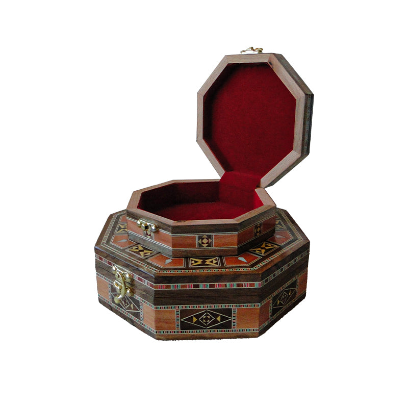Wooden Mosaic box - Handmade - Octagon - Mosaic Geometric Pattern - HM1547